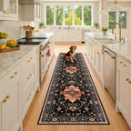 RELEANY Area Rugs Runner 2'6"x8' Washable Non-Slip, Floral Vintage Distress by RELEANY