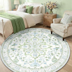 RELEANY Area Rugs Round 6ft Washable Non-Slip, Floral Vintage Distress - Image 3