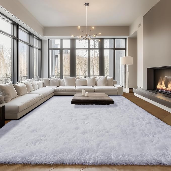 ONASAR White 8x10 Area Rugs for Living Room, Large Fluffy Shag Bedroom Rug - Image 4