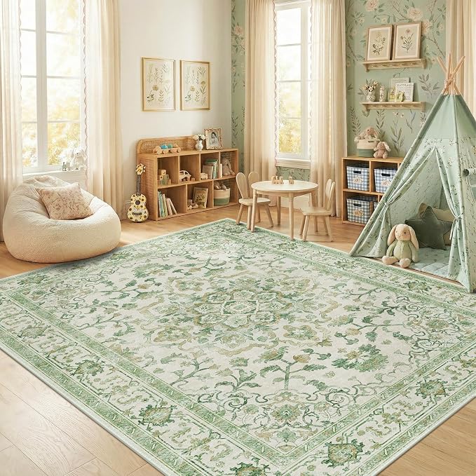 CAPALOCA Machine Washable Rugs Nursery Rug Cute Girl Non Slip Low Pile Water - Image 8