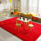 BENRON Fluffy Rugs for Living Room 5x8 Red, Washable Large Area Rugs for - Image 4