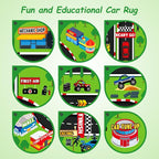 Kids Play Rug 4x5 Ft, Non-Slip Race Track Car Rug Play Mat, Washable Soft Road - Image 5