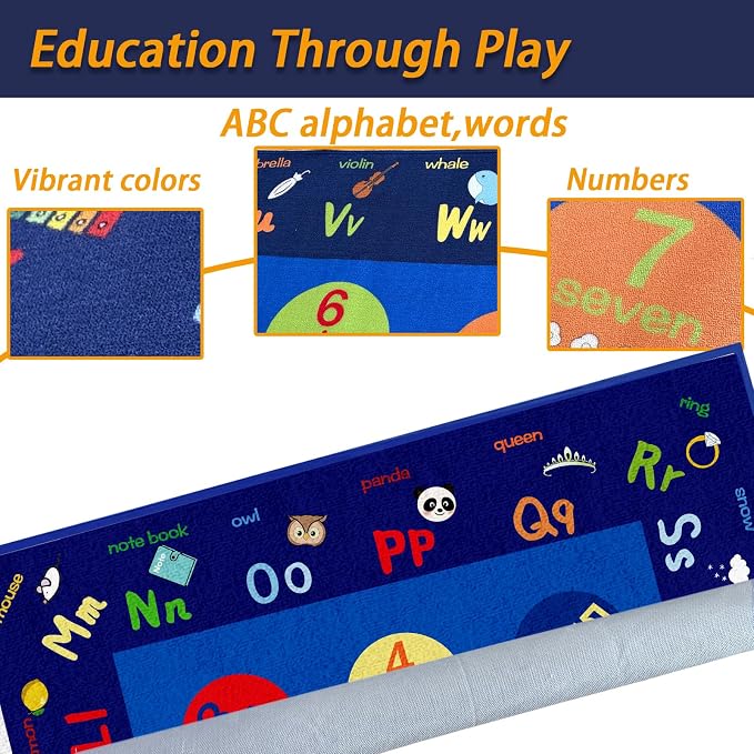 Large Classroom Rug, 6.56Ft ×9Ft Kids ABC Rugs - Image 4