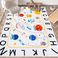 ABC Space Kids Rug, Washable Rug, Soft Plush Educational Large Rug by LTKOUGFAM