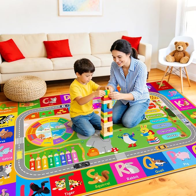 Pionblank Kids Rug for Living Room Playroom Classroom, Nursery 8x10 Rugs for - Image 4