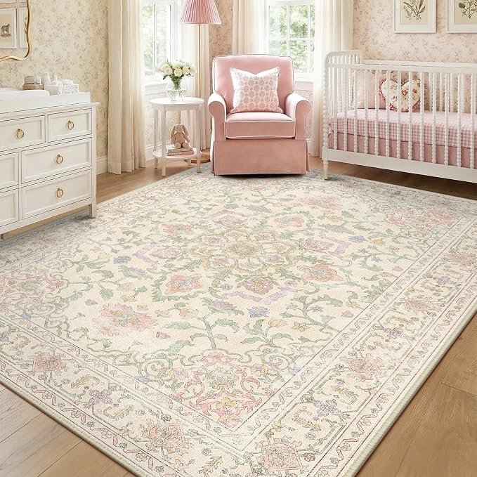 CAPALOCA Machine Washable Rugs Nursery Rug Cute Girl Non Slip Low Pile Water by CAPALOCA