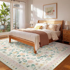 5x7 Area Rugs for Living Room Vacuum-Friendly Machine Washable Area Rug Flower - Image 9