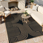 Lahome Enfys Modern Geometric Outdoor Easy Jute Rug, 5x7 Patio Living Room Rug by Lahome