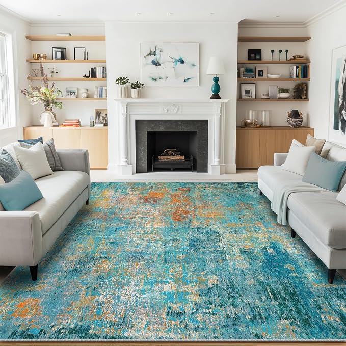 RELEANY Washable Area Rugs 5'x7' Non-Slip Modern Abstract Soft - Image 2