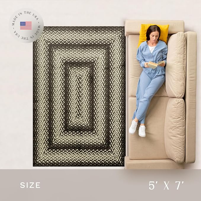 Maples Rugs Marion Bohemian Braided-Style Print Area Rug – Made in USA – - Image 4
