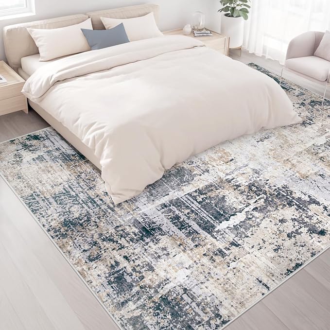 Area Rugs 8x10 Living Room: Washable Rug Modern Abstract Large Rugs Soft Non - Image 4