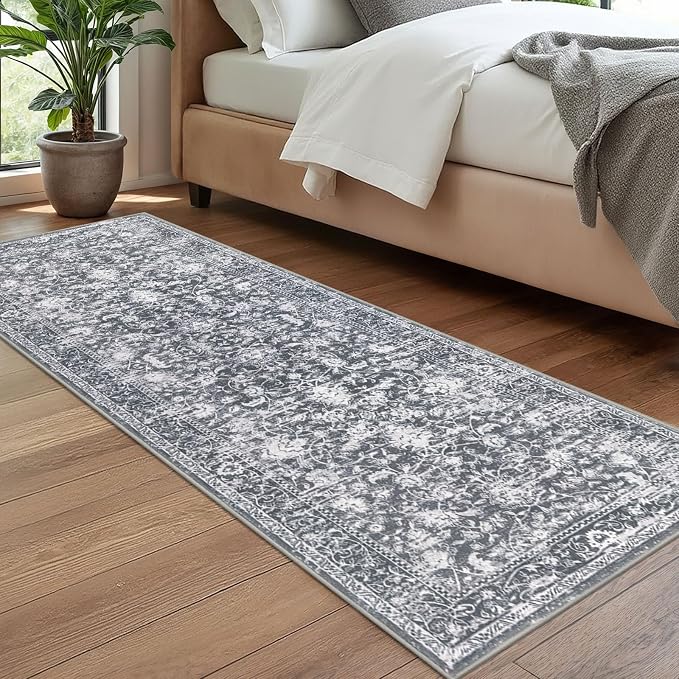KILOCOCO Hallway Runner 2.6x8 Rug Runner Printed Vintage Floral Washable - Image 8