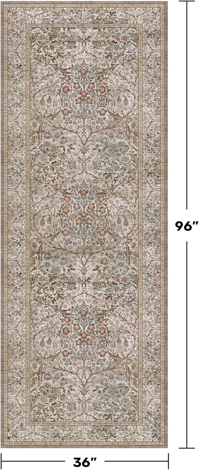 Moss Green 3x8 Oriental Runner Rugs - Image 2