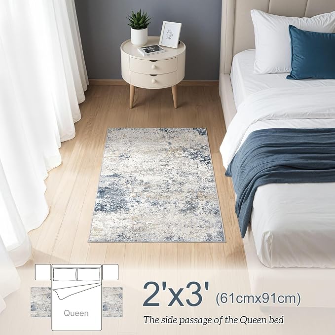 DMOYEST 2x3 Entryway Area Rug: Washable Neutral Modern Abstract Small Rug - Image 7