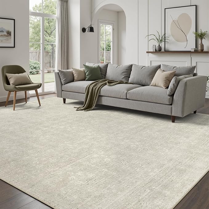 DCX 8x10 Beige Rug, Kid & Pet Friendly by DCXWashableRug