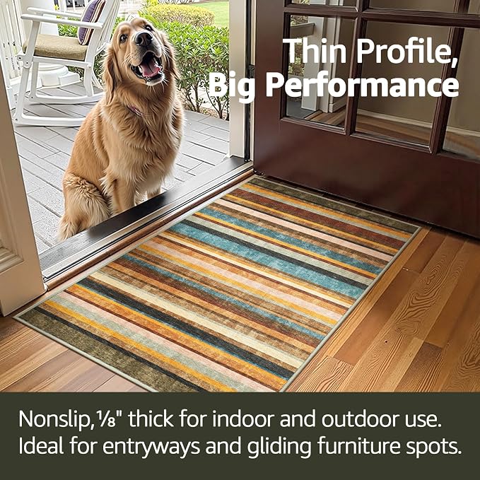 jinchan 5x7 Area Rug Modern Striped Rug Washable Rug Soft Large Indoor Floor - Image 5