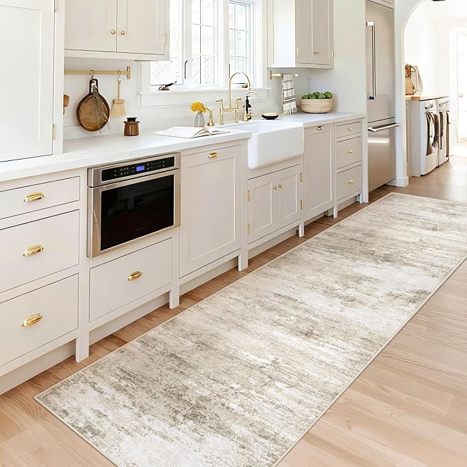 Washable 2x8 Runner Rug for Hallway: Kitchen Runner Non Slip Neutral Soft by LOSBULAKE
