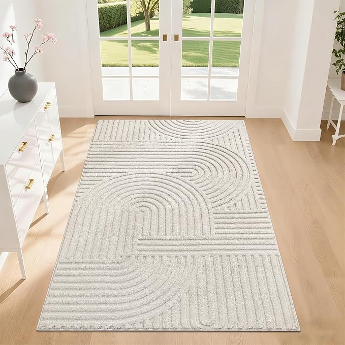 Pauwer 3x5 Washable Area Rugs for Living Room Modern Beige Solid Color Soft by Pauwer