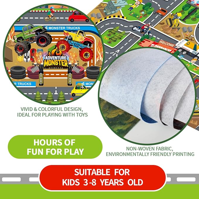 Oriate Kids Toy Dream Mat Monster Truck Activity Playmat, Ideal Children's - Image 4