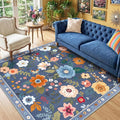 RELEANY Floral Square 6ft Area Rugs Washable Print Boho Cute Carpet Non Slip by RELEANY