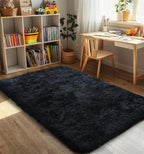 KICHOWUA Thick Area Rug Black Fluffy Shag 3x5 - Image 8