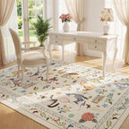 Unirea 4x6 Beige Cat Area Rug for Bedroom, Living Room, Medium Washable Kids Rug - Image 9