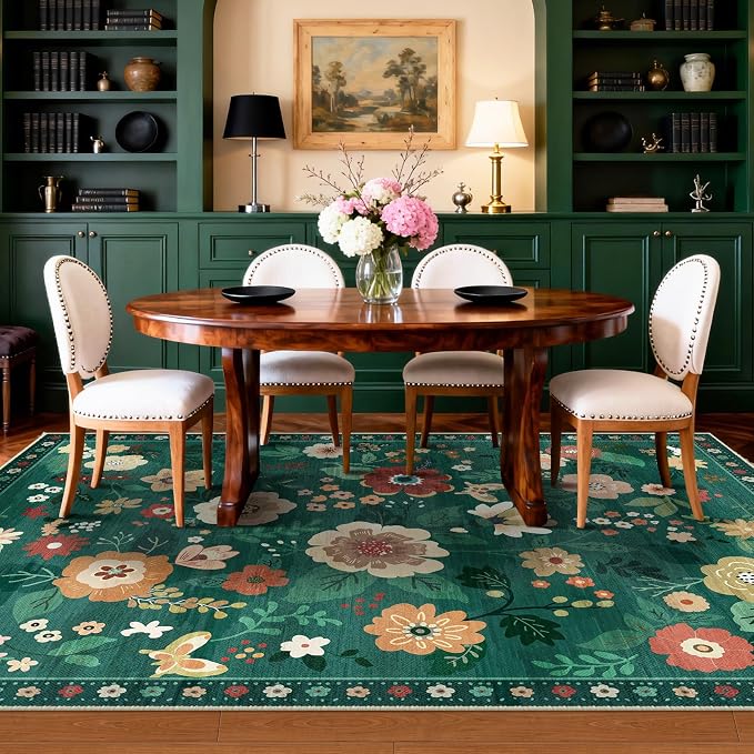 RELEANY Floral 5x7 Area Rugs Washable Print Boho Cute Carpet Non Slip Flower - Image 7