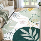 Lahome Sage Green Boho Bedroom Rug 4x6, Washable Non Slip Soft Botanical Area by Lahome