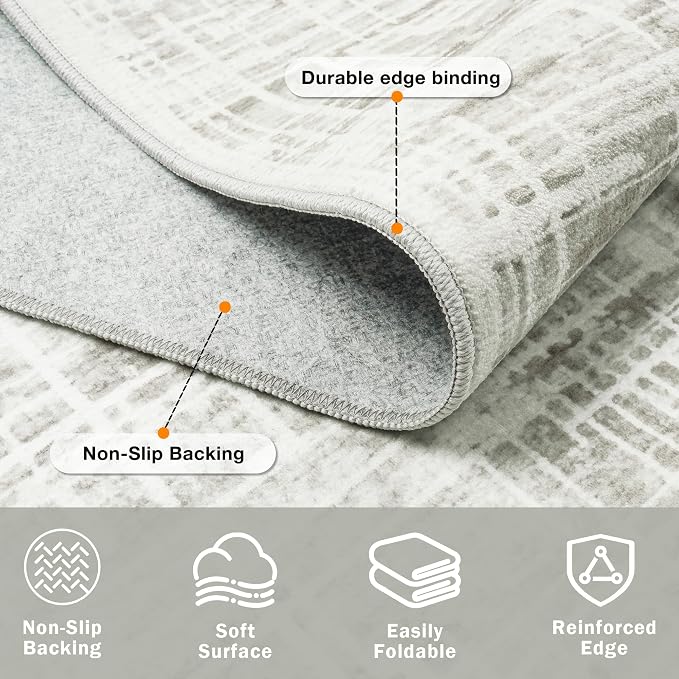 9x12 Area Rugs Washable Rug: Anti-Skid Abstract Modern Living Room Rug Soft - Image 5