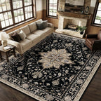 RELEANY Area Rugs Large 9'x12' Washable Non-Slip, Floral Vintage Distress - Image 4