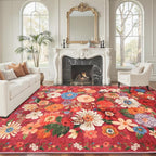 Area Rugs 9x12 Living Room Washable Rug Non Slip Floral Low Pile Large Rug by WelcometoBabovid