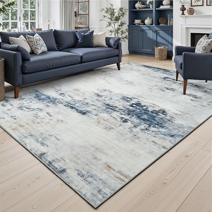 Toneed Abstract Area Rug 5x7 Modern Washable Rug Soft Non Slip Rug Low Pile by Toneed