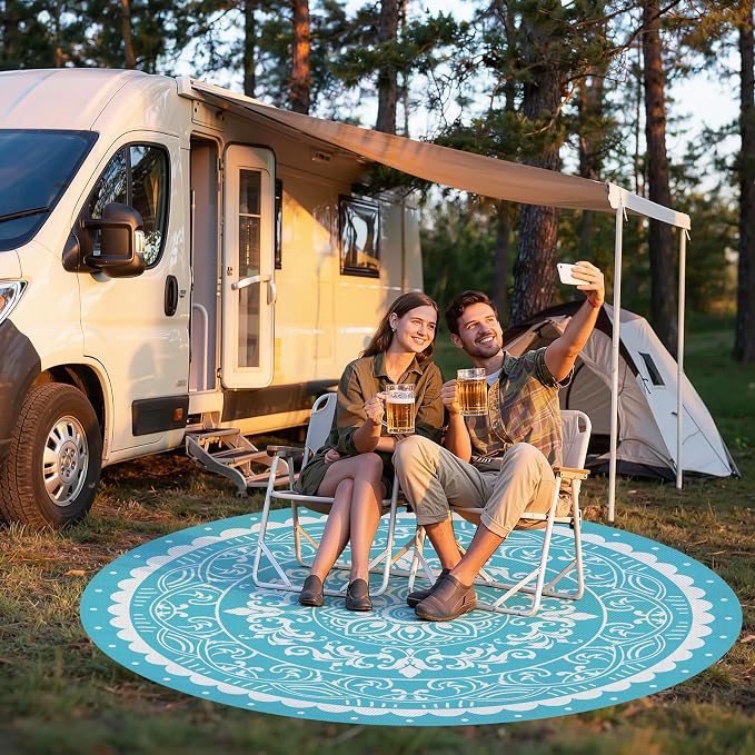 Pauwer Waterproof Outdoor Rug 8ft, Reversible Plastic Straw Patio Camping Rug - Image 7