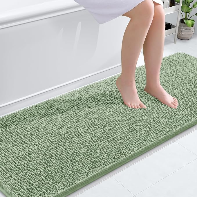 OLANLY Bathroom Runner Rugs 70x24, Soft Absorbent Chenille Bath Rugs, Rubber by OLANLY