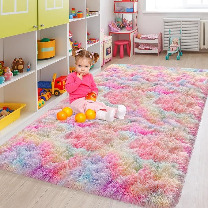 Rainbow Rugs 5x8 Ft Fluffy Plush Area Rugs - Image 9