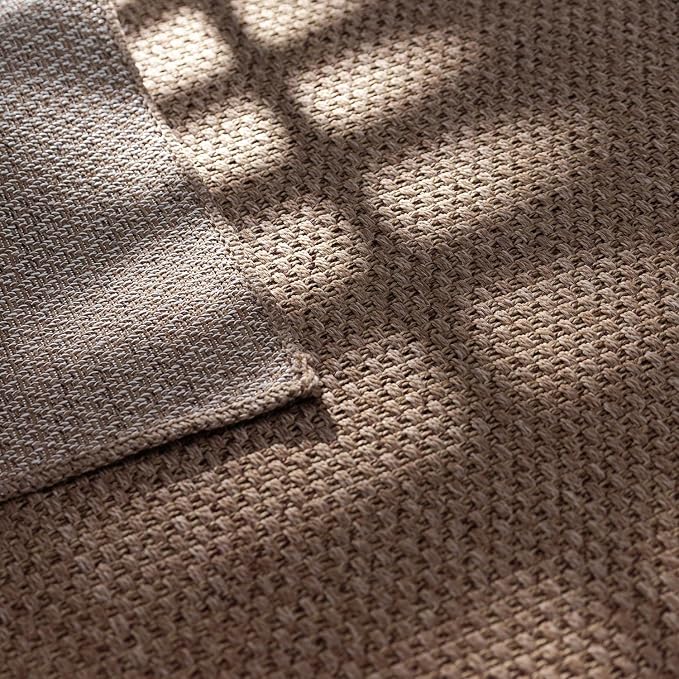 CAMILSON Indoor and Outdoor Runner Rug Natural Solid Boho Woven Design - Image 8