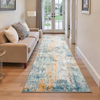 Runner Rug for Kitchen Hallways Runner Rug Non Slip 2'6''x8' Washable Blue Long - Image 2