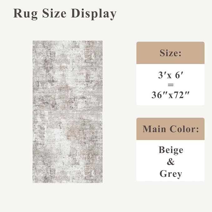 3x6 Washable Non-Slip Kitchen Runner Rug - Image 2
