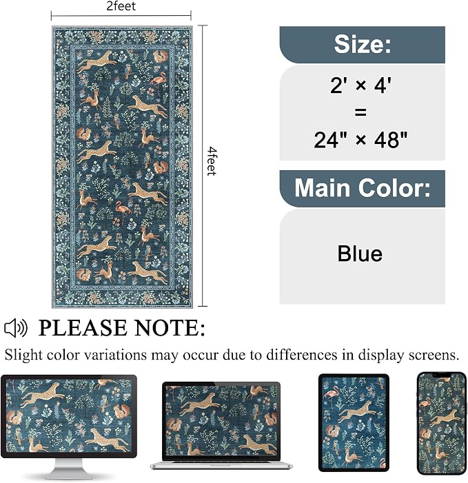 DUKINO 2x4 Rug for Hallway, Washable Kitchen Runner Rug - Image 2