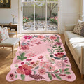 Lahome Floral Washable Rugs, 4X6 Pink Rugs by Lahome