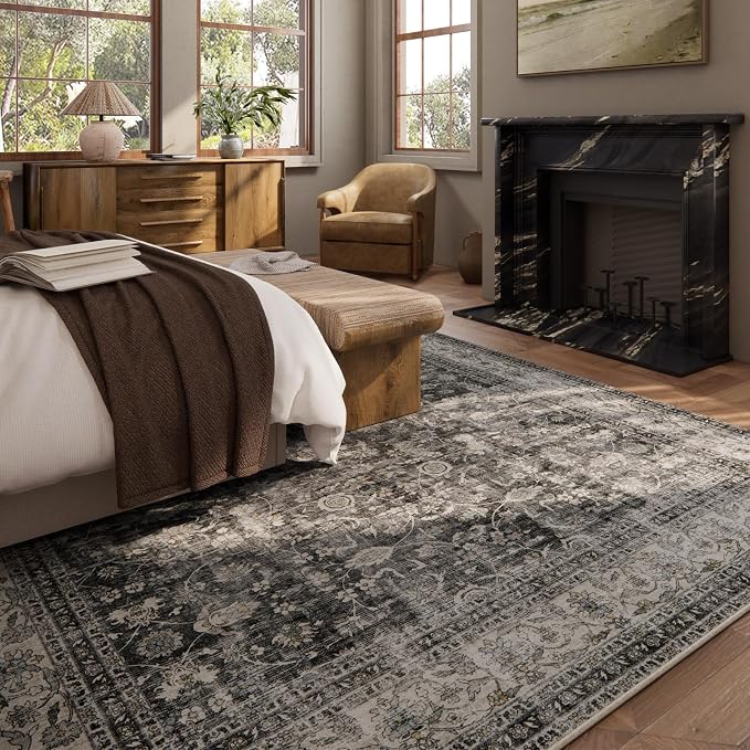 Machine Washable Rugs for Living room: 9x12 bedroom Rug Vintage Boho Area Rug - Image 3