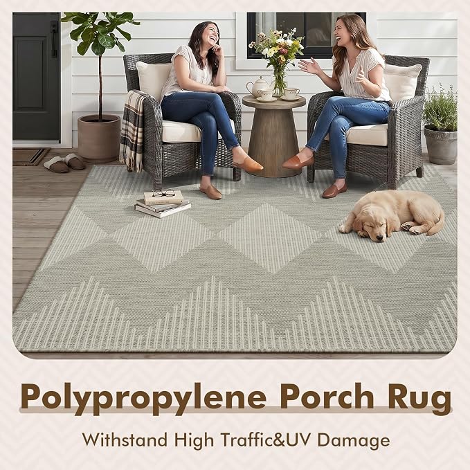 MontVoo-Outdoor Rug Carpet Patio Rug 4x6 ft Polypropylene Indoor Outdoor Rugs - Image 7