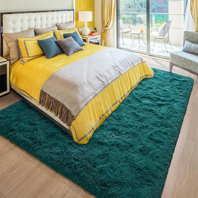 BENRON Fluffy Rugs for Living Room 6x9 Teal Green, Washable Large Area Rugs for - Image 4