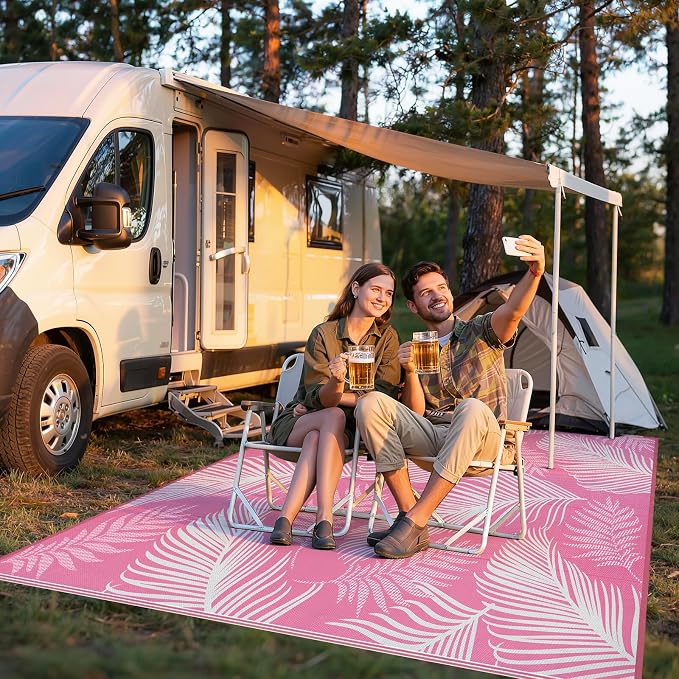 Pauwer Waterproof Outdoor Rug 8x10, Reversible Plastic Straw Patio Camping Rug - Image 6