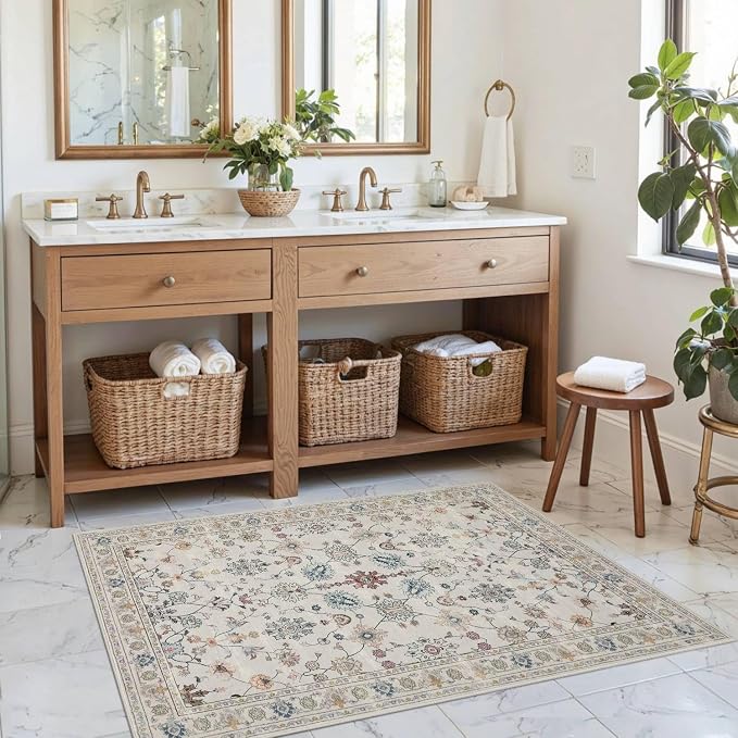 Rugxara Door Mat Floral Entryway Rug, Washable Samll 2x3 Rug, Boho Front Door by Rugxara