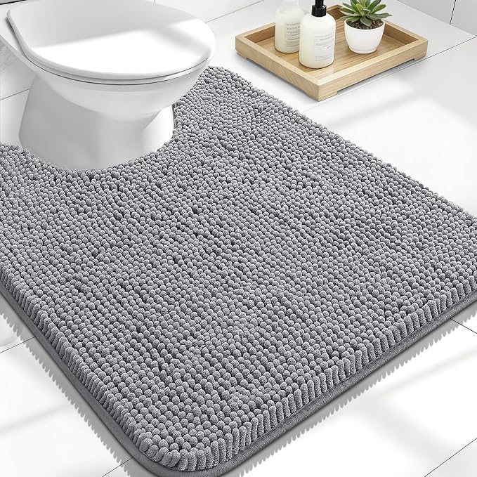 OLANLY Toilet Rugs U-Shaped 24x20, Extra Soft Absorbent Chenille Contour by OLANLY