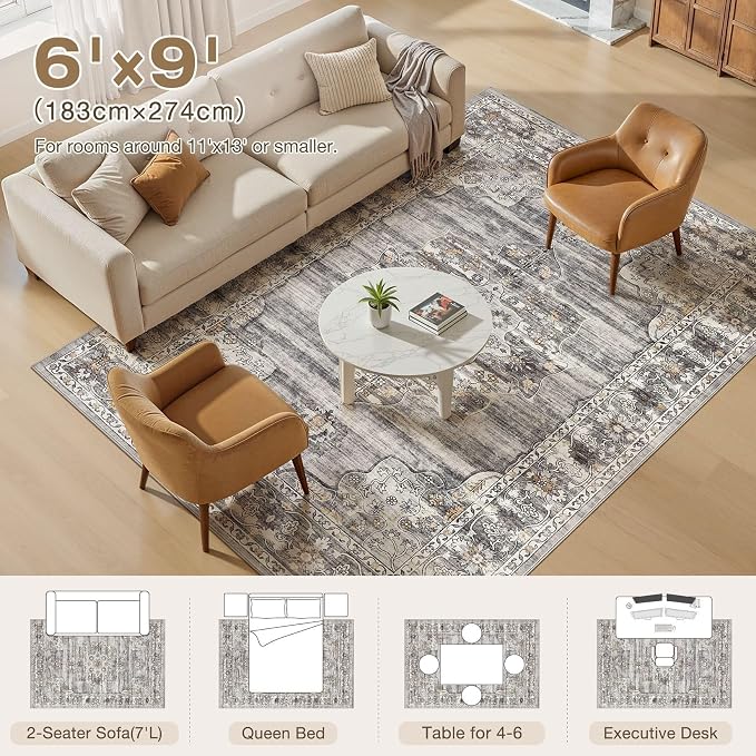 Washable 6x9 Area Rug for Living Room - Image 9