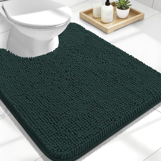 OLANLY Toilet Rugs U-Shaped 24x20, Extra Soft Absorbent Chenille Contour by OLANLY