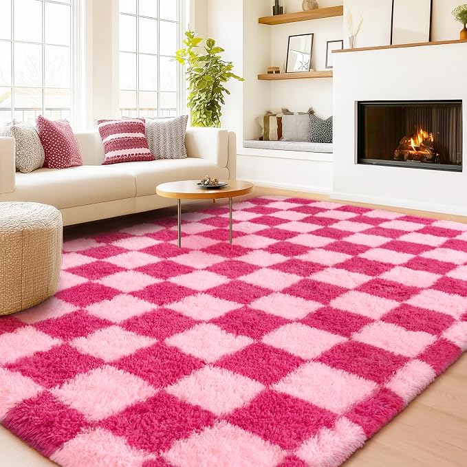 Checkered Rugs for Living Room Bedroom, 5x7 Area Rugs for Living Room, Modern - Image 2