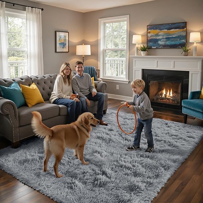 Soft Runner Rugs for Bedroom, Light Grey 3x7 Area Rugs Fluffy Rug Shag Area Rug - Image 5
